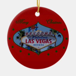 Frohe Weihnacht-Las Vegas-Verzierung Keramik Ornament
