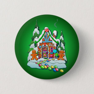 FROHE WEIHNACHT-LEBKUCHEN-HAUS durch SHARON SHARPE Button