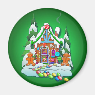 FROHE WEIHNACHT-LEBKUCHEN-HAUS durch SHARON SHARPE Magnet