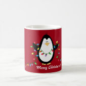 Frohe Weihnacht-Lichterpenguin-Tasse Kaffeetasse (Mittel)