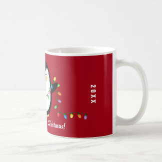 Frohe Weihnacht-Lichterpenguin-Tasse Kaffeetasse