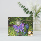 Frohe Weihnacht-lila Schmetterlings-Postkarte Feiertagspostkarte (Stehend Vorderseite)