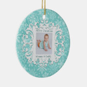 Frohe Weihnacht-Mama-und Vati-Gewohnheits-Foto Keramikornament (Rechts)