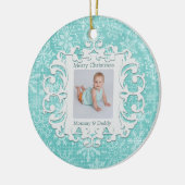 Frohe Weihnacht-Mama-und Vati-Gewohnheits-Foto Keramikornament (Links)