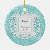 Frohe Weihnacht-Mama-und Vati-Gewohnheits-Foto Keramikornament (Hinten)