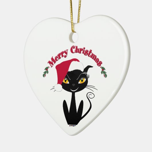Frohe Weihnacht-Miezekatze-Katze Keramik Ornament (Links)