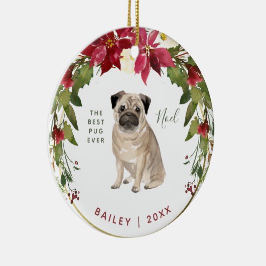 Frohe Weihnacht-Mops | addieren das Foto Ihr Keramik Ornament (Rechts)