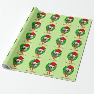 Frohe Weihnacht-Mops Geschenkpapier