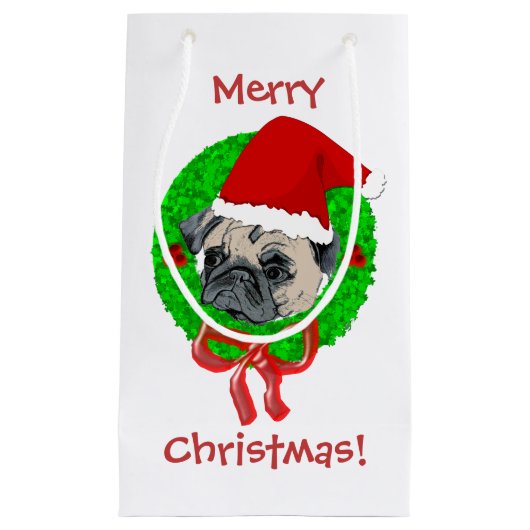 Frohe Weihnacht-Mops Kleine Geschenktüte (Vorderseite)