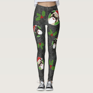 Frohe Weihnacht-Mops-Sankt-Mistelzweig Leggings