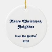 Frohe Weihnacht-Nachbar Keramik Ornament (Hinten)