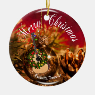 Frohe Weihnacht-Nashville-Verzierung RD Keramikornament
