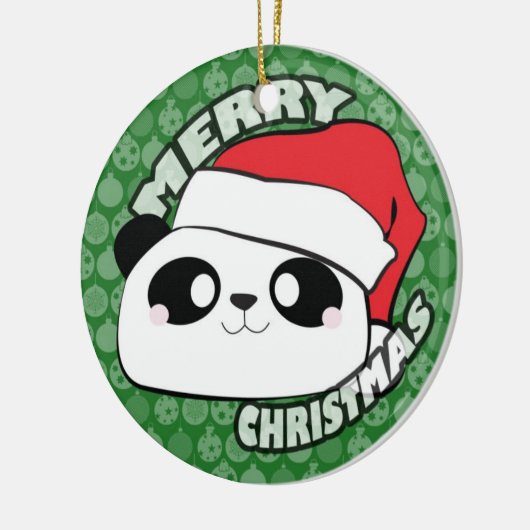 Frohe Weihnacht-Panda-Verzierung Keramik Ornament (Links)