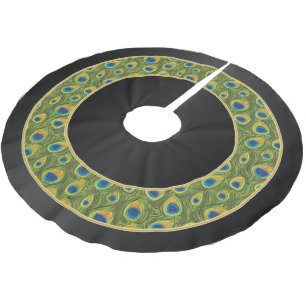 Frohe Weihnacht-Pfau-Tier-Drucke Polyester Weihnachtsbaumdecke