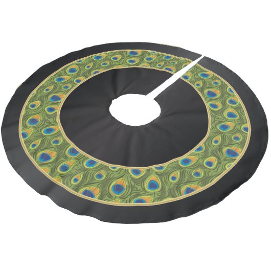 Frohe Weihnacht-Pfau-Tier-Drucke Polyester Weihnachtsbaumdecke (Schrägansicht)