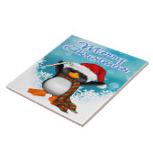 Frohe Weihnacht-Pinguin Fliese/Trivet Fliese (Seite)