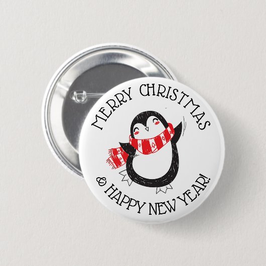 FROHE WEIHNACHT-PINGUIN-KNOPF BUTTON (Vorne & Hinten)