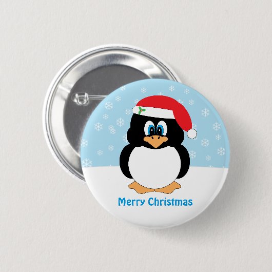 Frohe Weihnacht-Pinguin-Knopf Button (Vorne & Hinten)
