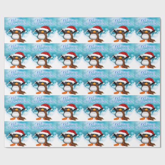 Frohe Weihnacht-Pinguin-Packpapier Geschenkpapier (Flach)