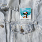 Frohe Weihnacht-Pinguin-Quadrat-Knopf Button (Beispiel)