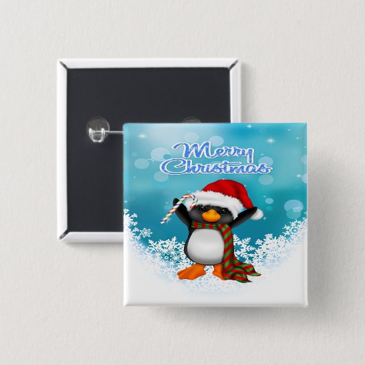 Frohe Weihnacht-Pinguin-Quadrat-Knopf Button (Vorne & Hinten)