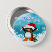 Frohe Weihnacht-Pinguin-runder Knopf Button (Vorne & Hinten)