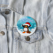 Frohe Weihnacht-Pinguin-runder Knopf Button (Beispiel)