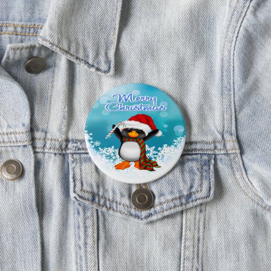 Frohe Weihnacht-Pinguin-runder Knopf Button (Beispiel)