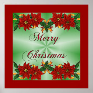 Frohe Weihnacht-Poinsettia-Plakat Poster