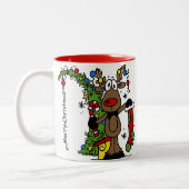 Frohe Weihnacht-Ren festlich Zweifarbige Tasse (Links)