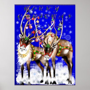 Frohe Weihnacht-Ren-Plakat Poster