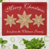 Frohe Weihnacht-Rezept-Rot Geschirrtuch (Gefaltet)