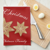 Frohe Weihnacht-Rezept-Rot Geschirrtuch (Viertel Falte)