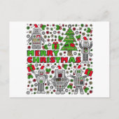 Frohe Weihnacht-Roboter Feiertagspostkarte (Vorderseite)