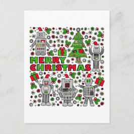 Frohe Weihnacht-Roboter Feiertagspostkarte