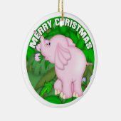 Frohe Weihnacht-rosa Elefant Keramikornament (Rechts)