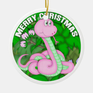 Frohe Weihnacht-Rosa-Schlange Keramik Ornament