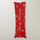 Frohe Weihnacht-Rot-Schneeflocken Seitenschläferkissen (Vorderseite Vertikal)