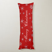 Frohe Weihnacht-Rot-Schneeflocken Seitenschläferkissen (Rückseite (Vertikal))