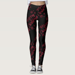 Frohe Weihnacht-rote Glitzer-Schwarz-Leggings Leggings
