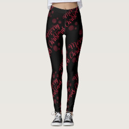 Frohe Weihnacht-rote Glitzer-Schwarz-Leggings Leggings