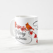 Frohe Weihnacht-rote Kardinals-mit Monogramm Kaffeetasse (Vorderseite Links)