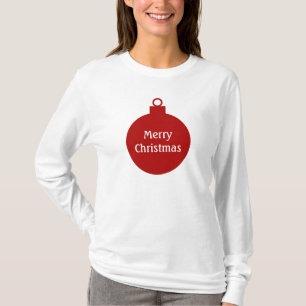 Frohe Weihnacht-rote Verzierungs-personalisierter T-Shirt