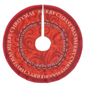 Frohe Weihnacht-rotes Entwurfs-Muster Polyester Weihnachtsbaumdecke (Vorderseite)