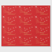 Frohe Weihnacht-rotes Goldsternenklares Geschenk Geschenkpapier (Flach)