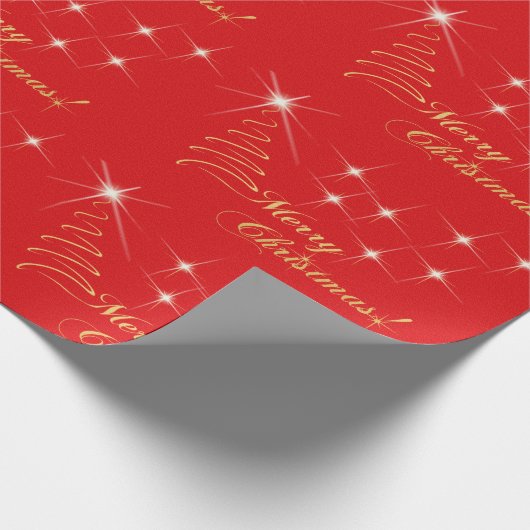 Frohe Weihnacht-rotes Goldsternenklares Geschenk Geschenkpapier (Ecke)