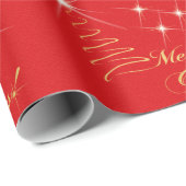 Frohe Weihnacht-rotes Goldsternenklares Geschenk Geschenkpapier (Rolleneckpunkt)