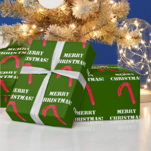 Frohe Weihnacht-rotes Zuckerstange-Packpapier Geschenkpapier