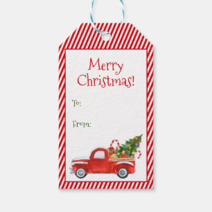 Frohe Weihnacht-rustikaler roter LKW-modisches Geschenkanhänger