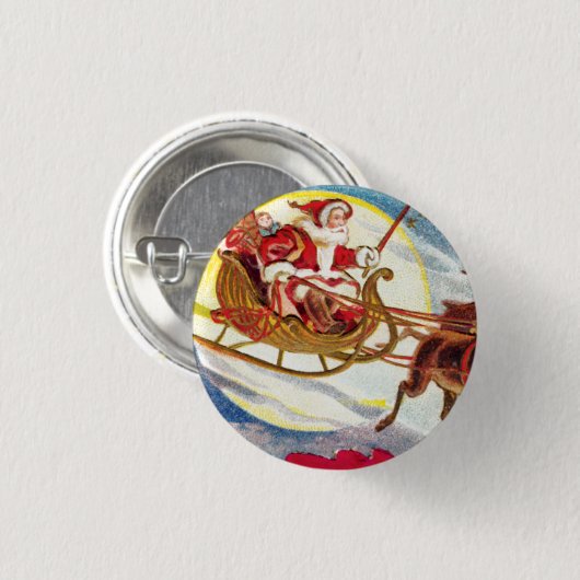 Frohe Weihnacht-Sankt-Pferdeschlitten Button (Vorne & Hinten)